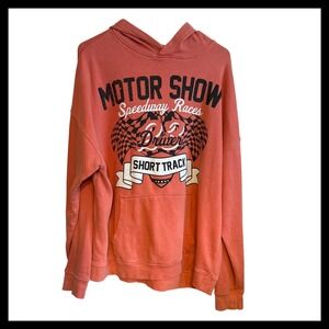 Sugar Flower Orange Motor Show Speedway Graphic Hoodie Women's Size M